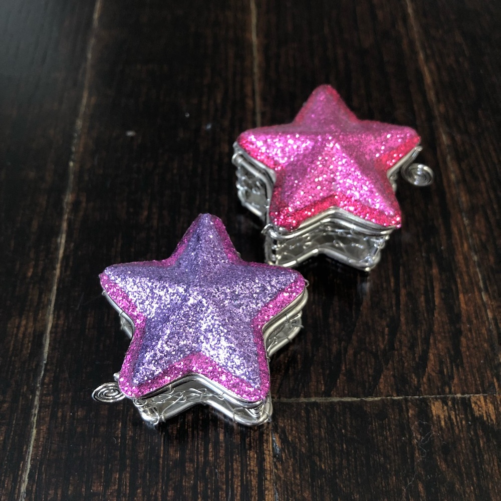 Set of 2 Glittery Star Jewelry Trinket Holder Containers
